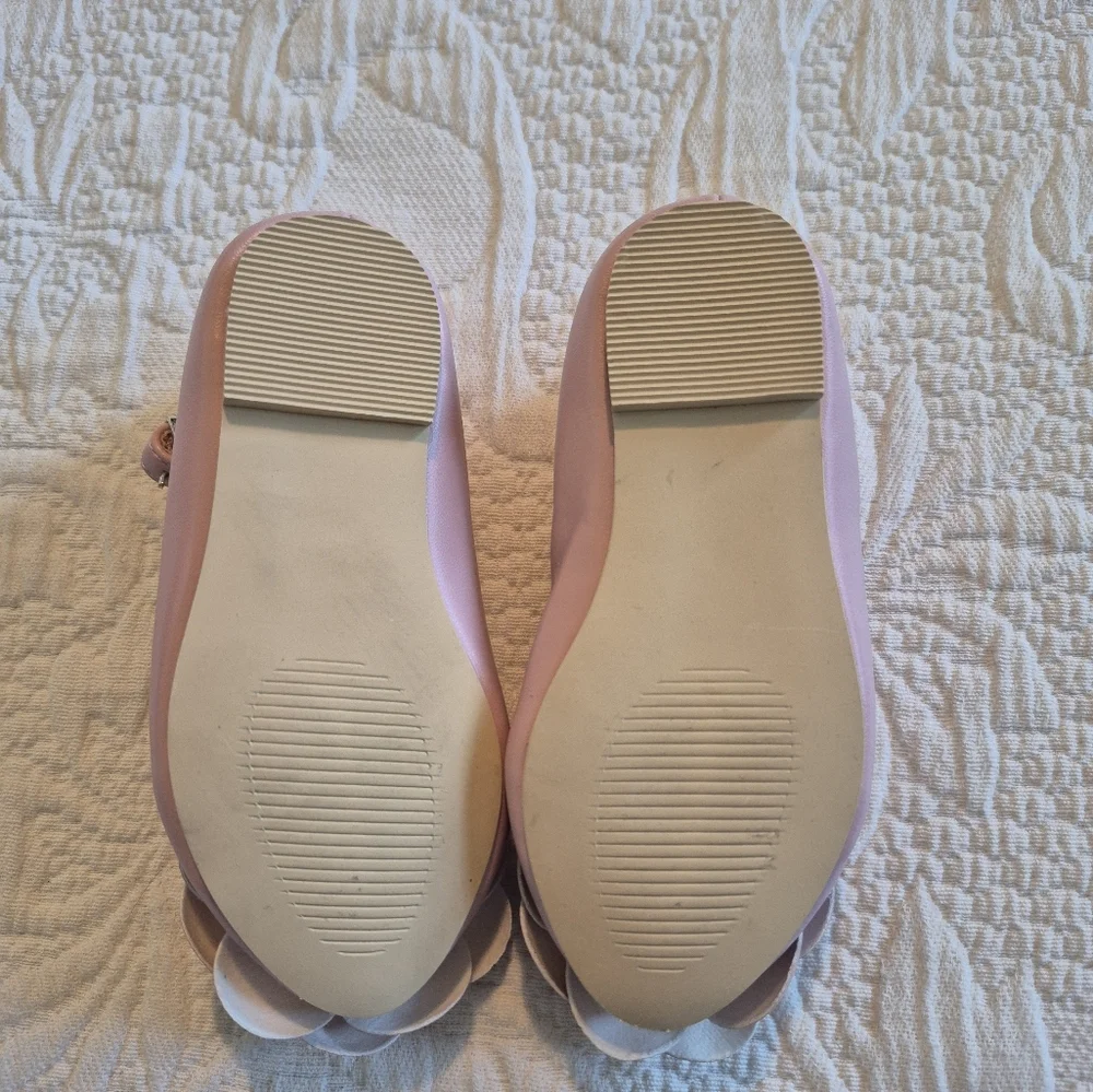 Janie and Jack girls size 5 2024 JJ fall pink ballet flats rosette toe GUC - Picture 4 of 7